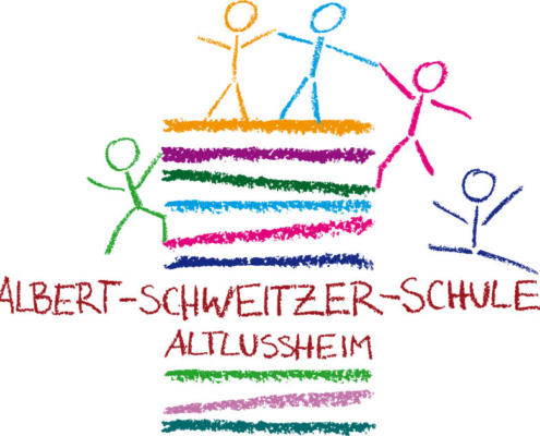 Logo der Albert Schweitzer Schule Altlußheim mit Strichmännchen Logo der Albert Schweitzer Schule Altlußheim mit Strichmännchen