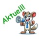 Eine Comic-Maus mit Megaphon ruft: Aktuell!
